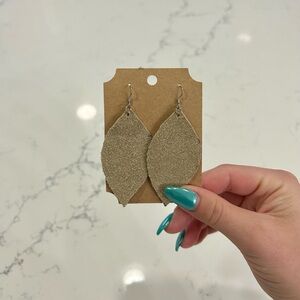 Tan Leaf Shaped Earrings